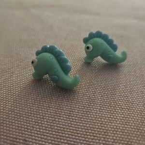 Cute Green Seahorse Earrings